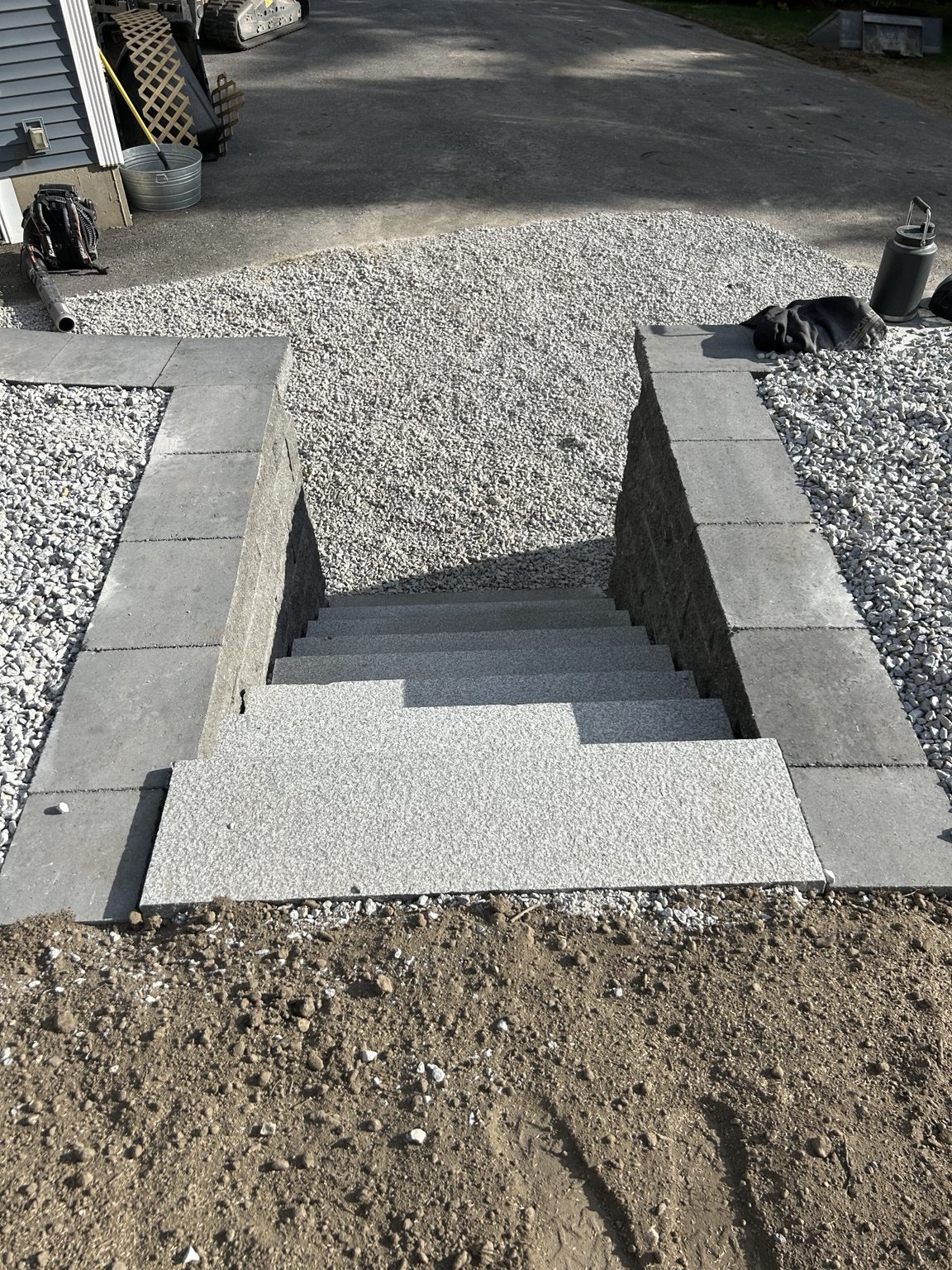 Granite stairs and retaining wall