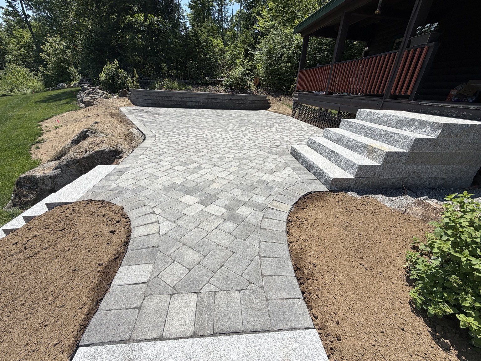 Custom paver patio and granite steps