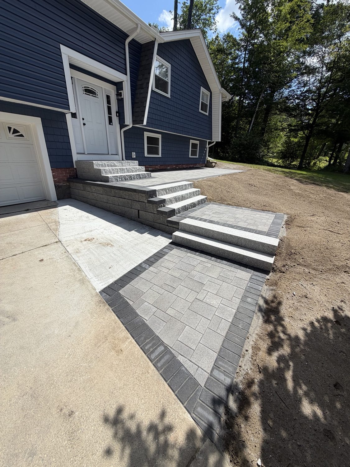 Granite steps and paver entry