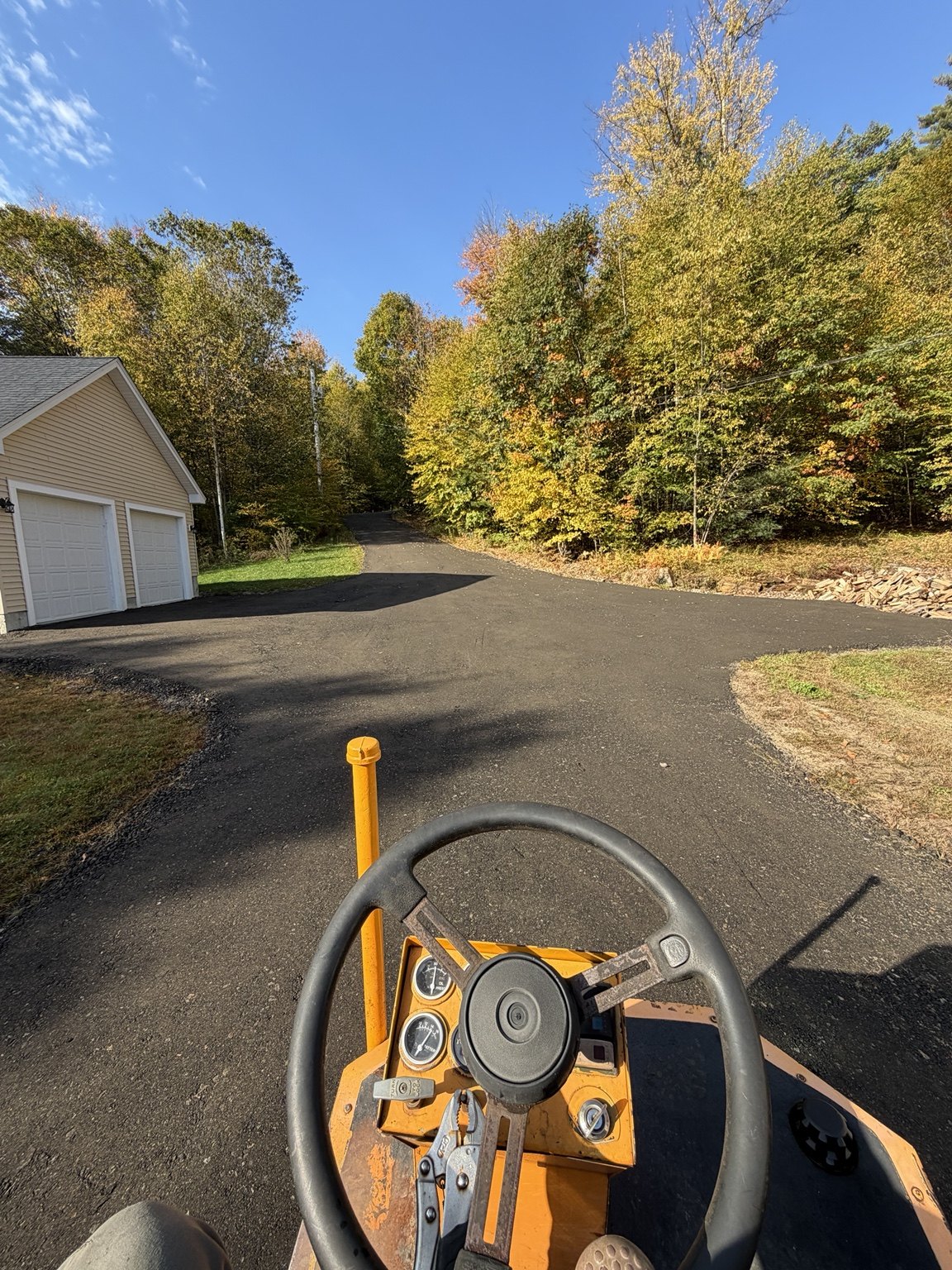 Freshly installed asphalt driveway