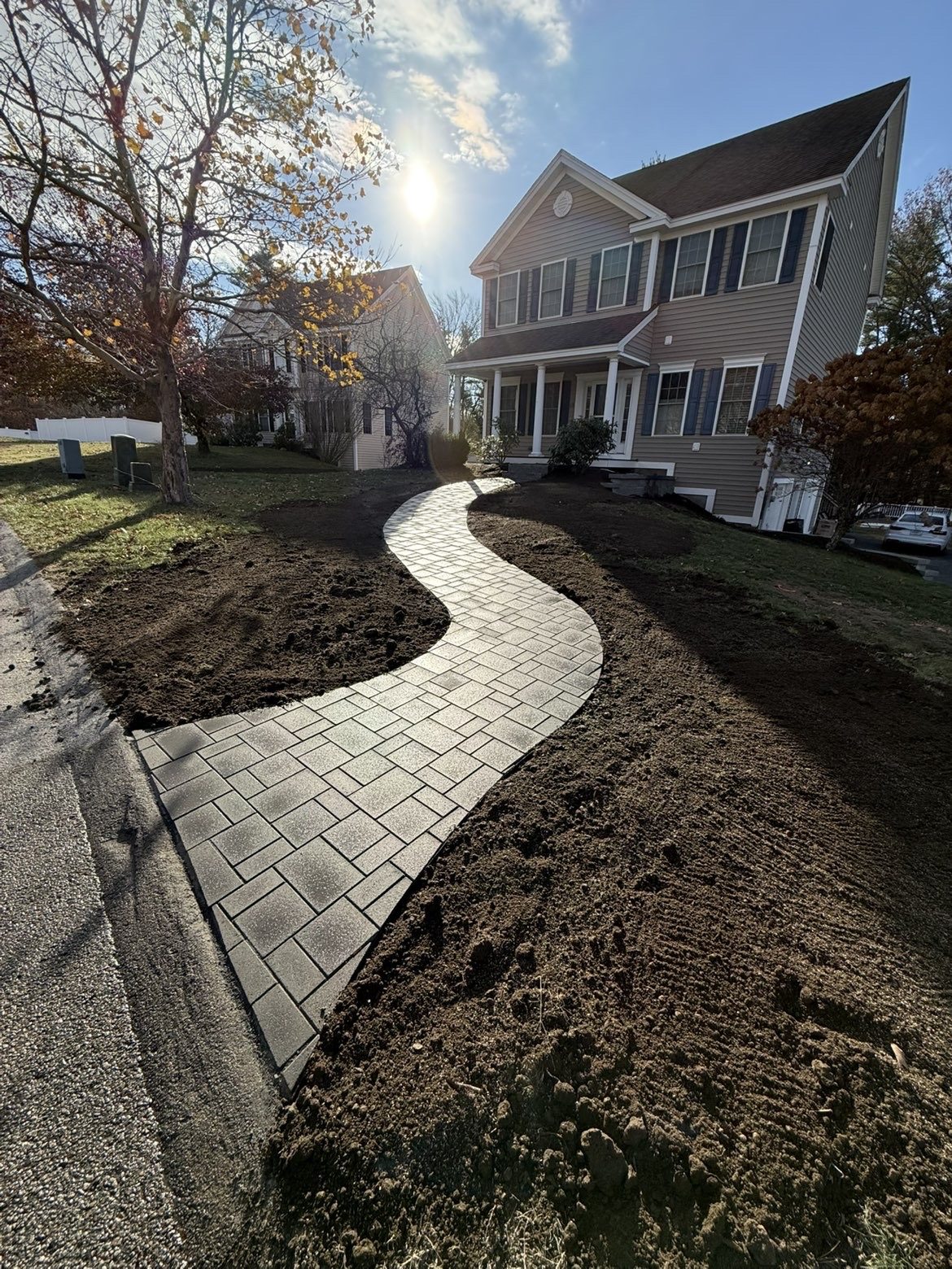 Curving front walkway