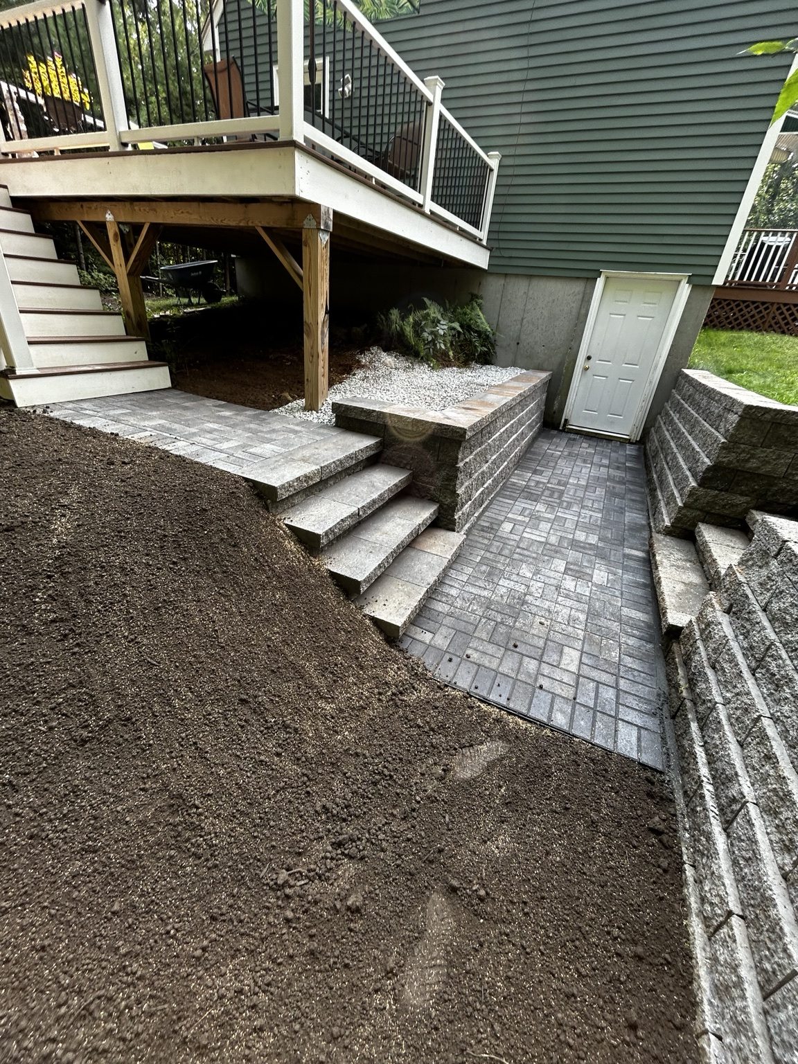 Paver walkway and retaining walls