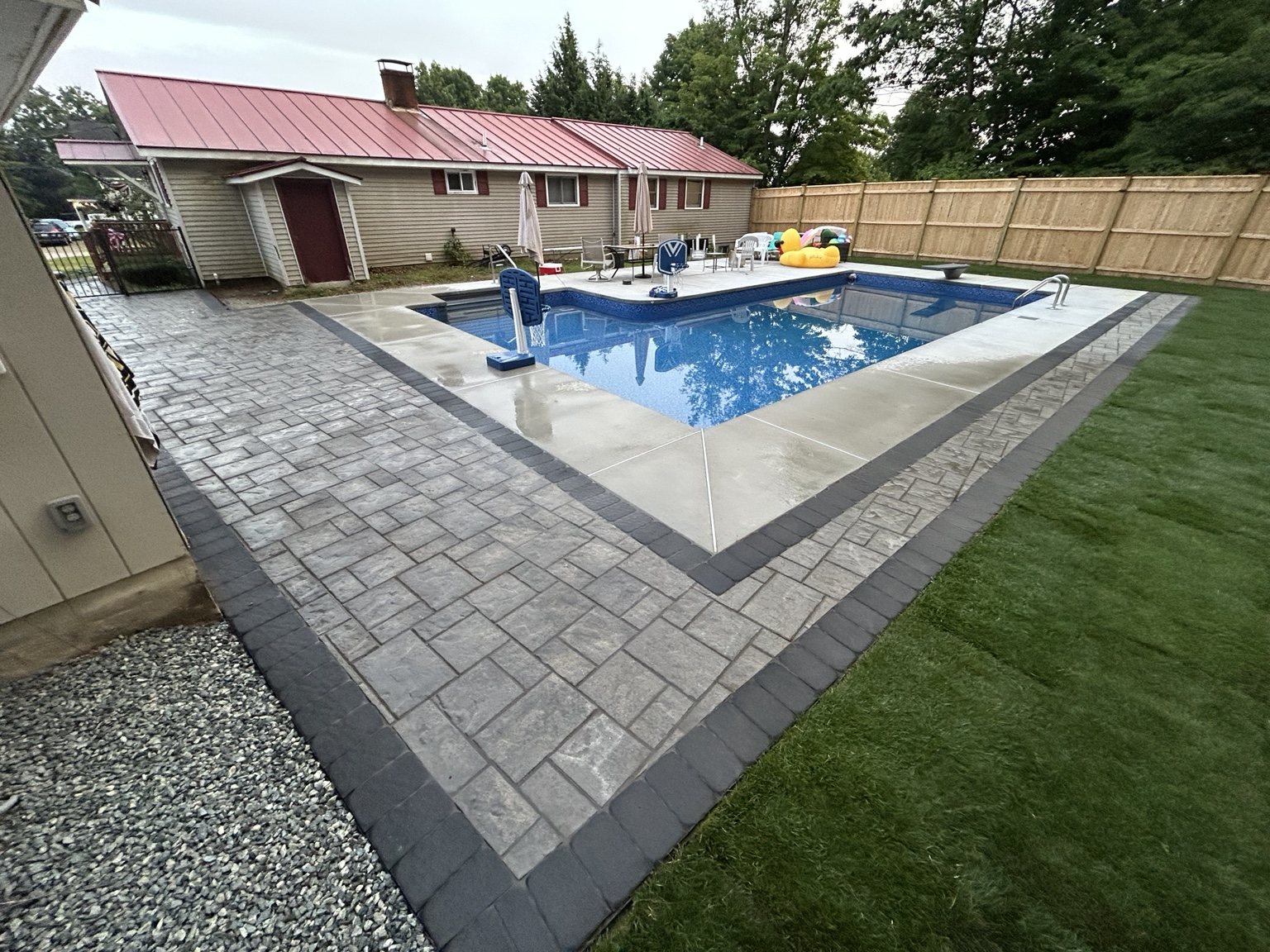 Poolside paver patio